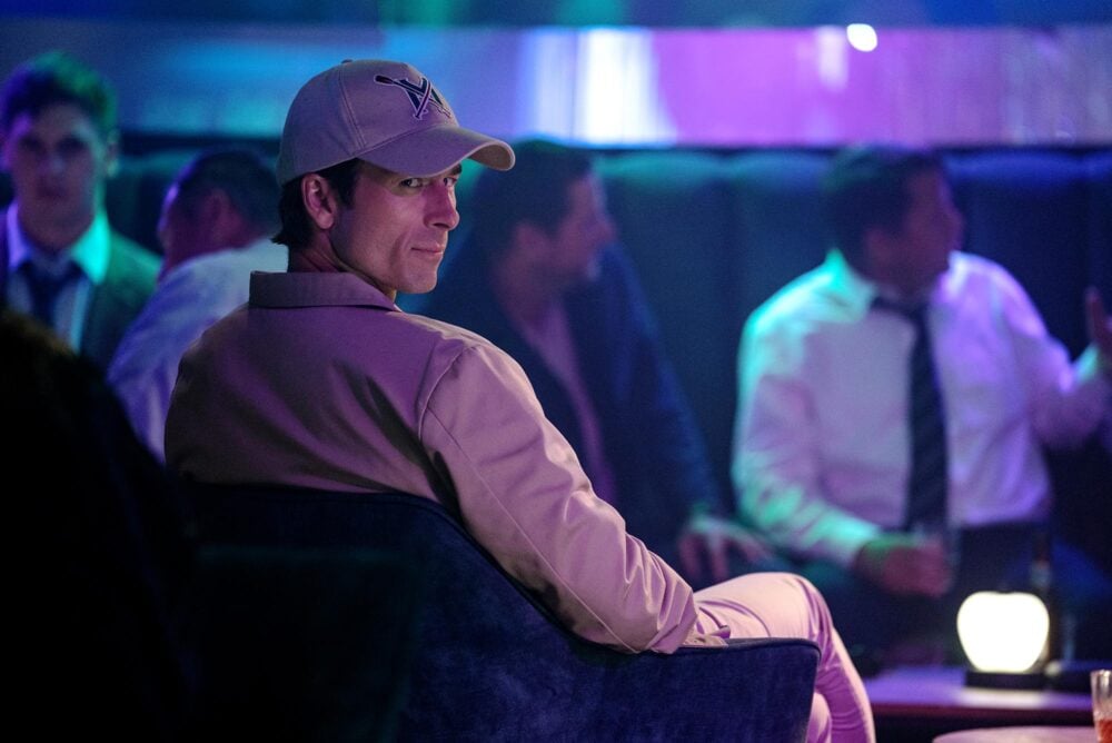 Glen Powell, Ed Harris, Margaret Qualley, Rafferty Law, Topher Grace